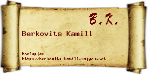 Berkovits Kamill névjegykártya